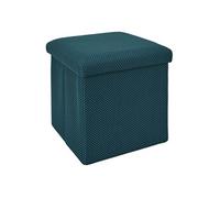 Home Deco Factory – Pouf coffre pliable "Atome" 38 cm, multifonctionnel, rangement – Bleu
