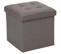 Pouf coffre pliable capitonne ""Lysandre"" Atmosphera - Taupe foncé