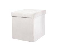 PAULA - Pouf-Coffre Pliable Capitonné Suédine Blanc - Altobuy Blanc