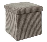 Home Deco Factory – Pouf coffre pliable Scott HD0274 – côtelé, 38x38x38 cm, taupe