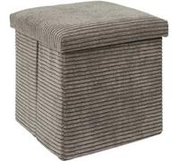 Home Deco Factory – Pouf coffre pliable Scott HD0274 – côtelé, 38x38x38 cm, taupe