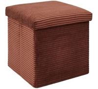 HOME DECO FACTORY, HD0275, Coffre Pouf Pliable Cotele Scott Terra M4, Softness, Mobilier, Assise, Coffre et Banc Pliable, 38x38x38 cm, Hauteur Assise 38 cm, Terracotta