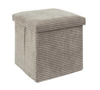 Pouf Coffre Pliable Côtelé Taupe 38x38 cm - AMORY