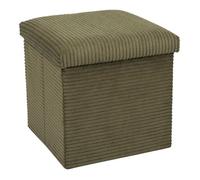 Pouf coffre pliable côtelé vert 38x38 cm - AMORY