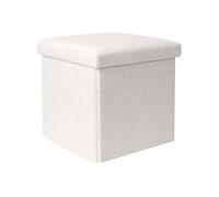 The Home Deco Factory – Pouf coffre pliable HD0058 bouclette 38x38x38 cm Blanc