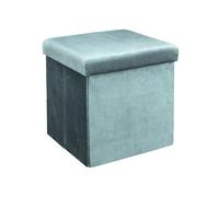 Pouf Coffre Pliable en Velours Côtelé Bleu Canard
