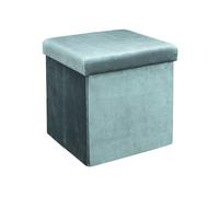 Pouf Coffre Pliable en Velours Côtelé Bleu Canard - NEIRA