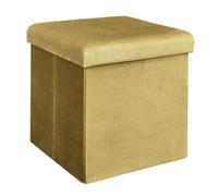 Pouf Coffre Pliable en Velours Côtelé Jaune Moutarde