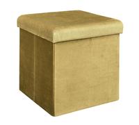 Pouf Coffre Pliable en Velours Côtelé Jaune Moutarde - NEIRA