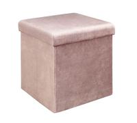 Pouf Coffre Pliable en Velours Côtelé Rose