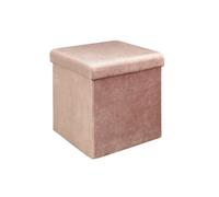 Home deco factory - Coffre pouf pliable Giulia - Velours côtelé, rangement 38x38x38 cm - Rose poudre