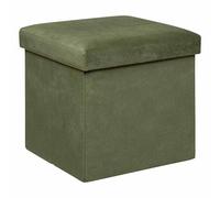 Atmosphera Pouf pliant Lilou en velours 38x38cm vert kaki