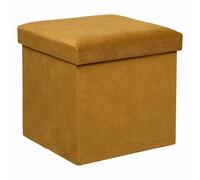 Pouf Coffre Pliable en Velours "Lilou" 38cm Ocre