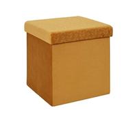 The Home Deco Factory - Pouf coffre pliable en velours Rétro moutarde Moutarde G