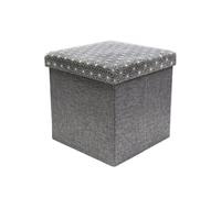 LOFF - Pouf-Coffre Pliable Gris Foncé Motif Géométrique -