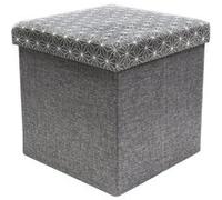 LOFF - Pouf-Coffre Pliable Gris Foncé Motif Géométrique -