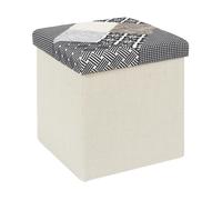 ALTOBUY Pouf Coffre Pliable Motif Patchwork Gris 38x38xH38cm Gris