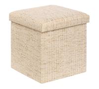 Pouf coffre pliable ""Olma"" polyester avec effet matière naturelle Atmosphera - Beige