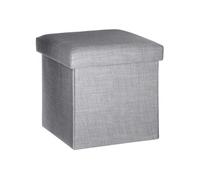 Atmosphera - Pouf coffre pliable Tomaz - L. 38 x H. 38 cm - Gris clair - Tomaz Gris clair G