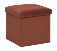 Pouf coffre pliable velours ""Tess"" Atmosphera - Ambre