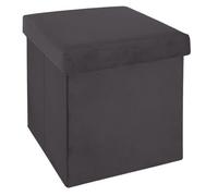 Pouf coffre pliable velours Tess - L. 38 x H. 38 cm - Gris trend