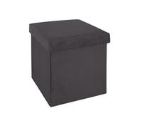 - Pouf coffre pliable velours Tess - L. 38 x H. 38 cm - Gris trend - Tess