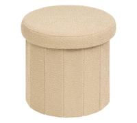 Pouf Coffre Pliant Bouclette "Fink" 38cm Beige