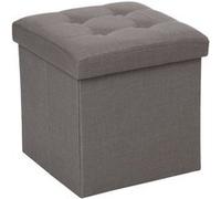 Atmosphera – Pouf coffre pliant Lysandre – Assise capitonnée 38×38 cm, Gris
