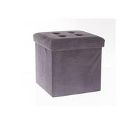 Pouf coffre pliant Lysandre velours Gris