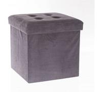 Pouf coffre pliant Lysandre velours Gris Gris G