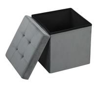 HOMCOM Tabouret, Pouf Coffre Rangement, Pouf Repose-Pieds en Tissu Velours, pour la Chambre à Coucher, entrée, Salon, Charge 120 Kg, 38 x 38 x 38 cm, Gris