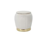 Pouf Coffre Rangement "Paris" 43cm Crème & Or Beige