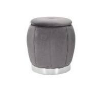 Pouf Coffre Rangement ""Paris"" Gris Foncé & Argent