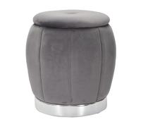 Pouf Coffre Rangement Paris Gris Foncé & Argent