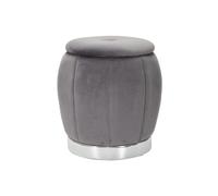 Pouf Coffre Rangement "Paris" Gris Foncé & Argent