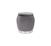 Pouf Coffre Rangement "Paris" Gris Foncé & Argent