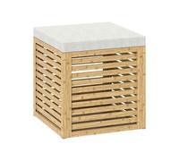 HOMCOM Coffre de Rangement, Tabouret de Rangement de 54.76 L, Design lamellé, Cadre en Bambou Naturel, Charge jusqu'à 120 kg, 40 x 40 x 47 cm, Bois Naturel