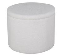 Pouf Coffre Tissu Bouclette "Dunken" 51cm Blanc