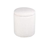 Pouf Coffre Tissu Bouclette "Limpen" 40cm Blanc