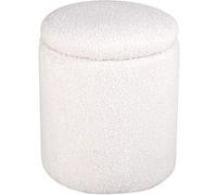 Pouf Coffre Tissu Bouclette "Limpen" 40cm Blanc