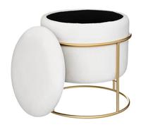 Pouf coffre ""Eliane"" velours blanc ivoire - Atmosphera createur d'interieur