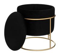 Pouf Coffre Velours Eliane Noir Atmosphera