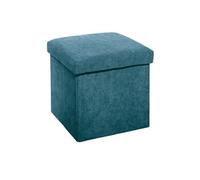 Pouf coloris bleu en velours - L. 38 x l. 38 x H. 38 cm --