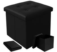 Pouf Conteneur En Écaille Banc De Siège Coffre Repose-Pieds Noir