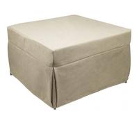 Pouf convertible en lit en tissu beige - DMORA - Dimensions 78x78x45 - Matelas en mousse polyuréthane de 10cm