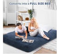 Pouf convertible multifonction - LUNSY - Convertible 2 en 1 - Lit deux places 200x150x25 cm - Mousse haute densité