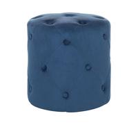 Beliani Pouf de Forme Cylindrique Type Chesterfield fabriqué en Velours Synthétique Bleu Foncé pour Salon ou Chambre Moderne