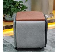Pouf Cube 5 en 1, Repose-Pieds de Salon à roulettes, Pouf empilable et gigogne 14/18 Pouces, poufs superposés en Tissu Technique, idée créative (Multicolore, Petit)