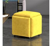 Pouf cube avec roulettes pivotantes 5 en 1 - Tabouret gigogne pour salon - Fauteuil de coiffeuse amovible - Canapé empilable - Bleu