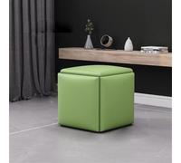 Pouf cube de rangement multifonction 5 en 1 avec roulettes amovibles en cuir synthétique vert et repose-pieds mobile Solution élégante pour décoration d'intérieur